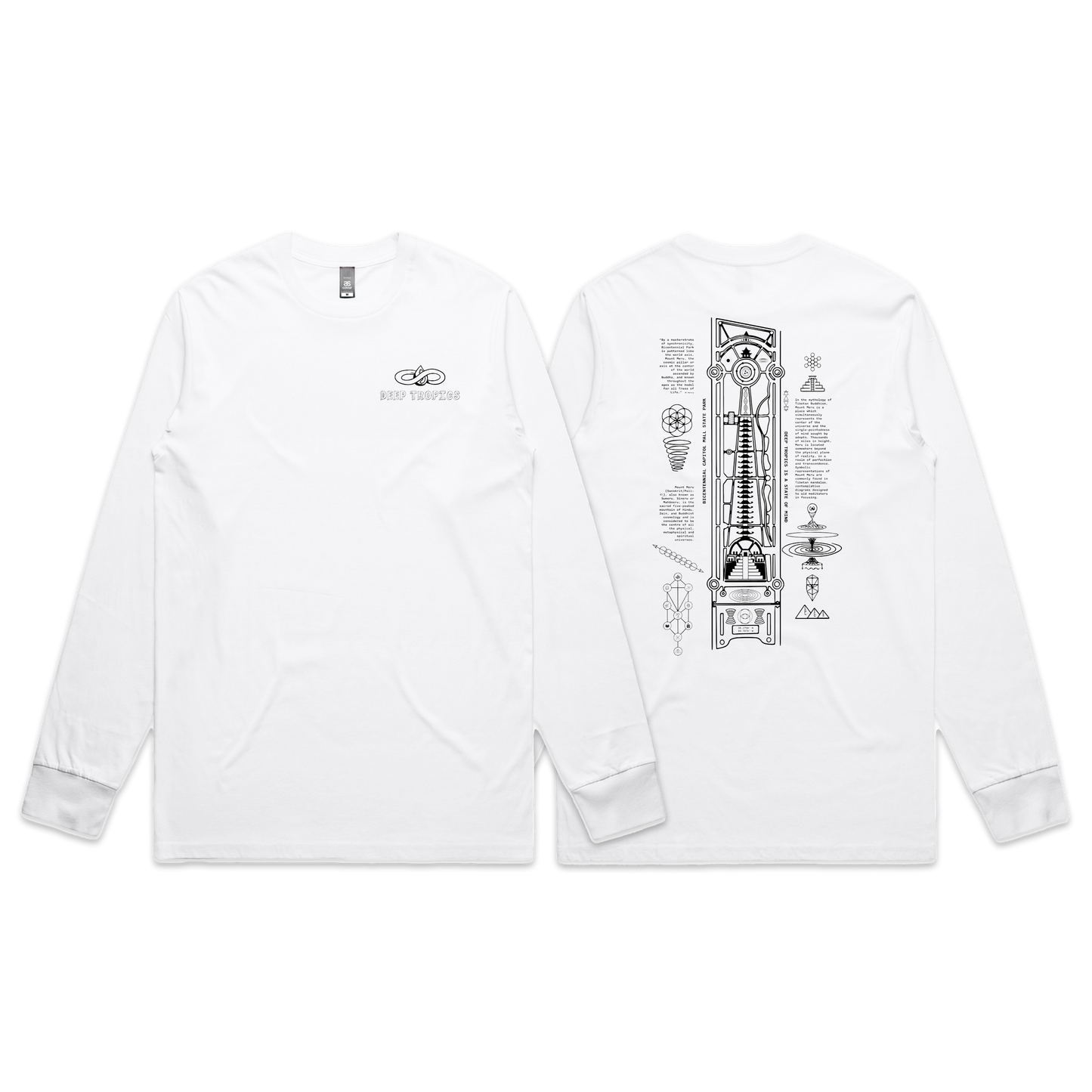 White Meru Map L/S Tee